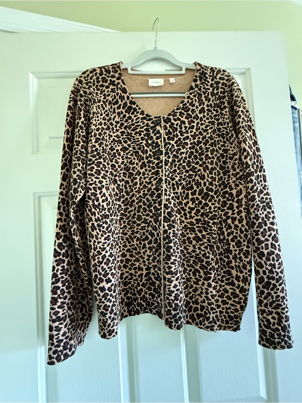 Cyrus Leopard Print Button Front Cardigan - Tan & Black